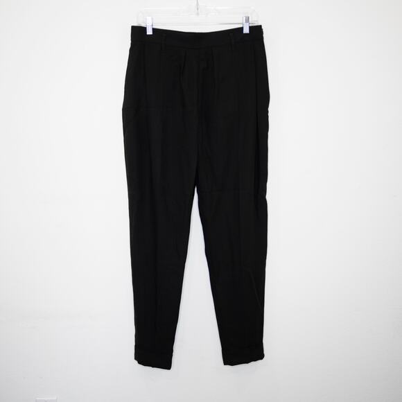 Ann Demeulemeester Pleated Trouser Black Fleecewool Cuffed Relaxed Fit SZ 8 NWT - Picture 3 of 10